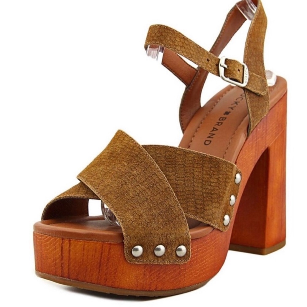 Lucky Brand Slingback Wood Heels Size 6.5